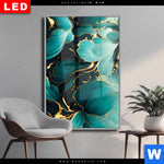 Wechselmotiv Dia Marmor Blueten In Tuerkis Gold Hochformat Produktvorschau mit dem Bild Marmor Blüten in türkis & gold im Format Hochformat.