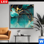 Wechselmotiv Dia Marmor Blueten In Tuerkis Gold Quadrat Produktvorschau mit dem Bild Marmor Blüten in türkis & gold im Format Quadrat.