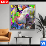 Wechselmotiv Dia Moderner Bunter Elefant No 2 Quadrat Produktvorschau mit dem Bild Moderner bunter Elefant No. 2 im Format Quadrat.