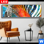 Wechselmotiv Dia Modernes Buntes Zebra Panorama Produktvorschau mit dem Bild Modernes Buntes Zebra im Format Panorama.