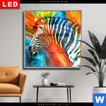 Wechselmotiv Dia Modernes Buntes Zebra Quadrat Produktvorschau mit dem Bild Modernes Buntes Zebra im Format Quadrat.