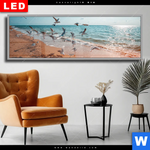 Wechselmotiv Dia Moewen Am Strand Panorama Produktvorschau mit dem Bild Möwen am Strand im Format Panorama.