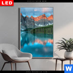 Wechselmotiv Dia Moraenensee Sonnenaufgang Hochformat Produktvorschau mit dem Bild Moränensee Sonnenaufgang im Format Hochformat.