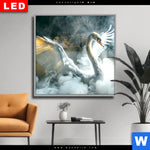 Wechselmotiv Dia Mystischer Schwan Im Nebel Quadrat Produktvorschau mit dem Bild Mystischer Schwan im Nebel im Format Quadrat.