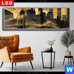 Wechselmotiv Dia Nachtleuchten Ueber Manhattan Panorama Produktvorschau mit dem Bild Nachtleuchten über Manhattan im Format Panorama.