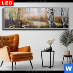 Wechselmotiv Dia Naturidylle Birken Im Nebel Panorama Produktvorschau mit dem Bild Naturidylle - Birken im Nebel im Format Panorama.