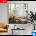 Wechselmotiv Dia Naturidylle Birken Im Nebel Quadrat Produktvorschau mit dem Bild Naturidylle - Birken im Nebel im Format Quadrat.