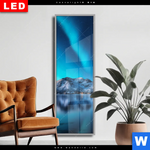 Wechselmotiv Dia Nordlichter Und Schneebedeckte Berge Schmal Produktvorschau mit dem Bild Nordlichter und schneebedeckte Berge im Format Schmal.