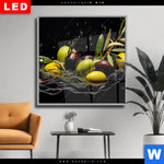 Wechselmotiv Dia Oliven Splash Quadrat Produktvorschau mit dem Bild Oliven Splash im Format Quadrat.