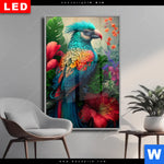 Wechselmotiv Dia Papagei Und Tropischer Hibiskus Hochformat Produktvorschau mit dem Bild Papagei und tropischer Hibiskus im Format Hochformat.