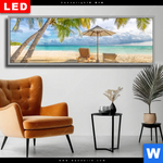 Wechselmotiv Dia Paradies Unter Palmen Panorama Produktvorschau mit dem Bild Paradies unter Palmen im Format Panorama.