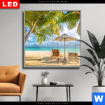 Wechselmotiv Dia Paradies Unter Palmen Quadrat Produktvorschau mit dem Bild Paradies unter Palmen im Format Quadrat.