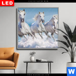 Wechselmotiv Dia Pferdeherde Am Strand Quadrat Produktvorschau mit dem Bild Pferdeherde am Strand im Format Quadrat.