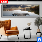 Wechselmotiv Dia Pier Am Fluss Panorama Produktvorschau mit dem Bild Pier am Fluss im Format Panorama.