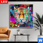Wechselmotiv Dia Pop Art Tiger No 2 Quadrat Produktvorschau mit dem Bild Pop Art Tiger No. 2 im Format Quadrat.