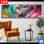 Wechselmotiv Dia Romantische Flamingos Panorama Produktvorschau mit dem Bild Romantische Flamingos im Format Panorama.
