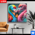 Wechselmotiv Dia Romantische Flamingos Quadrat Produktvorschau mit dem Bild Romantische Flamingos im Format Quadrat.