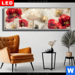 Wechselmotiv Dia Rote Und Weisse Mohnblumen Panorama Produktvorschau mit dem Bild Rote und weiße Mohnblumen im Format Panorama.