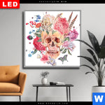 Wechselmotiv Dia Schaedel Im Boho Stil Quadrat Produktvorschau mit dem Bild Schädel im Boho Stil im Format Quadrat.