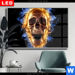 Wechselmotiv Dia Schaedel In Flammen Querformat Produktvorschau mit dem Bild Schädel in Flammen im Format Querformat.