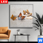 Wechselmotiv Dia Schmetterlinge Muscheln Im Sand Quadrat Produktvorschau mit dem Bild Schmetterlinge & Muscheln im Sand im Format Quadrat.