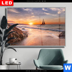 Wechselmotiv Dia Segelboot Im Sonnenuntergang Querformat Produktvorschau mit dem Bild Segelboot im Sonnenuntergang im Format Querformat.