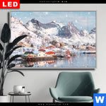 Wechselmotiv Dia Skandinavisches Dorf Im Schnee Querformat Produktvorschau mit dem Bild Skandinavisches Dorf im Schnee im Format Querformat.