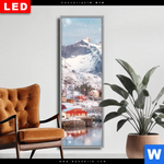 Wechselmotiv Dia Skandinavisches Dorf Im Schnee Schmal Produktvorschau mit dem Bild Skandinavisches Dorf im Schnee im Format Schmal.