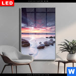 Wechselmotiv Dia Sonnenaufgang Am Strand Mit Felsen Hochformat Produktvorschau mit dem Bild Sonnenaufgang am Strand mit Felsen im Format Hochformat.