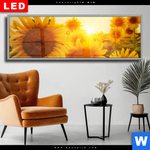 Wechselmotiv Dia Sonnenblumen Im Abendlicht Panorama Produktvorschau mit dem Bild Sonnenblumen im Abendlicht im Format Panorama.