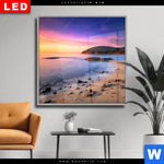 Wechselmotiv Dia Sonnenuntergang In Bucht Quadrat Produktvorschau mit dem Bild Sonnenuntergang in Bucht im Format Quadrat.