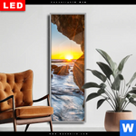 Wechselmotiv Dia Sonnenuntergang In Meeresgrotte Schmal Produktvorschau mit dem Bild Sonnenuntergang in Meeresgrotte im Format Schmal.
