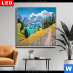 Wechselmotiv Dia Sonniger Tag Am Gletscher Quadrat Produktvorschau mit dem Bild Sonniger Tag am Gletscher im Format Quadrat.