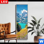 Wechselmotiv Dia Sonniger Tag Am Gletscher Schmal Produktvorschau mit dem Bild Sonniger Tag am Gletscher im Format Schmal.