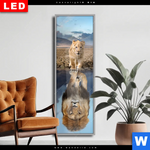 Wechselmotiv Dia Spiegelbild Loewe Loewenjunges Schmal Produktvorschau mit dem Bild Spiegelbild Löwe & Löwenjunges im Format Schmal.