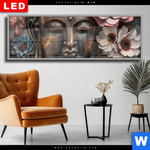 Wechselmotiv Dia Spiritueller Buddha Und Blumen Panorama Produktvorschau mit dem Bild Spiritueller Buddha und Blumen im Format Panorama.