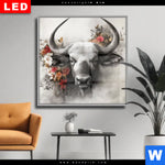 Wechselmotiv Dia Starker Bulle Mit Blumen Quadrat Produktvorschau mit dem Bild Starker Bulle mit Blumen im Format Quadrat.