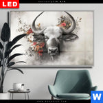 Wechselmotiv Dia Starker Bulle Mit Blumen Querformat Produktvorschau mit dem Bild Starker Bulle mit Blumen im Format Querformat.