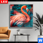 Wechselmotiv Dia Tropischer Flamingo Traum Quadrat Produktvorschau mit dem Bild Tropischer Flamingo Traum im Format Quadrat.