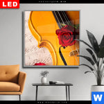Wechselmotiv Dia Violine Rose Quadrat Produktvorschau mit dem Bild Violine & Rose im Format Quadrat.
