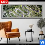 Wechselmotiv Dia Wald Strasse Luftaufnahme Panorama Produktvorschau mit dem Bild Wald & Straße Luftaufnahme im Format Panorama.