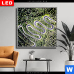 Wechselmotiv Dia Wald Strasse Luftaufnahme Quadrat Produktvorschau mit dem Bild Wald & Straße Luftaufnahme im Format Quadrat.