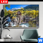 Wechselmotiv Dia Waldhuette Am Fluss Querformat Produktvorschau mit dem Bild Waldhütte am Fluss im Format Querformat.