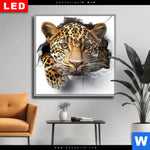 Wechselmotiv Dia Wanddurchbruch Leopard Quadrat Produktvorschau mit dem Bild Wanddurchbruch - Leopard im Format Quadrat.