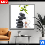 Wechselmotiv Dia Weisse Orchidee Zensteine Quadrat Produktvorschau mit dem Bild Weiße Orchidee & Zensteine im Format Quadrat.