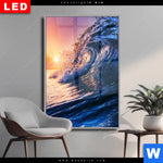 Wechselmotiv Dia Welle Im Sonnenuntergang Hochformat Produktvorschau mit dem Bild Welle im Sonnenuntergang im Format Hochformat.