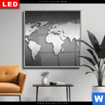 Wechselmotiv Dia Weltkarte Edelstahloptik Quadrat Produktvorschau mit dem Bild Weltkarte Edelstahloptik im Format Quadrat.