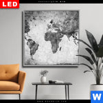 Wechselmotiv Dia Weltkarte Grautoene Quadrat Produktvorschau mit dem Bild Weltkarte Grautöne im Format Quadrat.