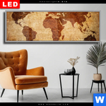 Wechselmotiv Dia Weltkarte Rostoptik Panorama Produktvorschau mit dem Bild Weltkarte Rostoptik im Format Panorama.