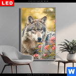 Wechselmotiv Dia Wolfsblick Im Fruehling Hochformat Produktvorschau mit dem Bild Wolfsblick im Frühling im Format Hochformat.